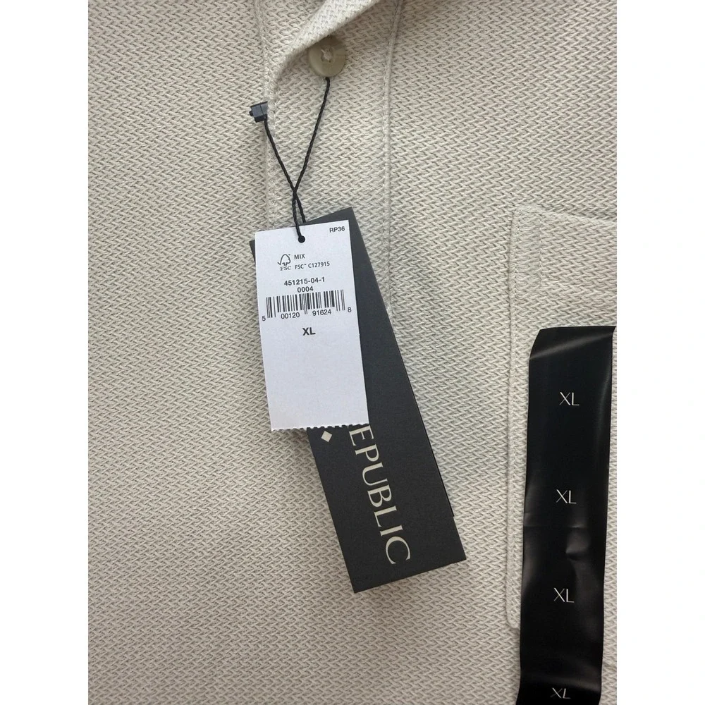 Banana Republic Summer Texture Transition Polo Shirt Regular XL Cream Cotton